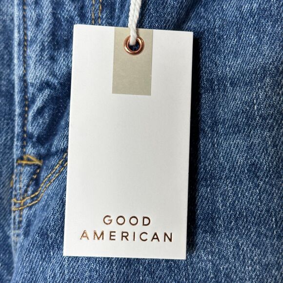 Good American Good 90's Slim Distressed High Rise Straight Leg Indigo061 6 NWT - Picture 3 of 10